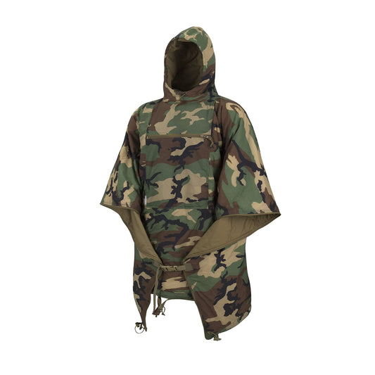 Helikon-Tex Swagman Roll Military Poncho Bushcraft Line - Multi-Purpose Rain Poncho & Emergency Poncho - Survival and Military Gear - Woobie Blanket & Jacket (US Woodland)